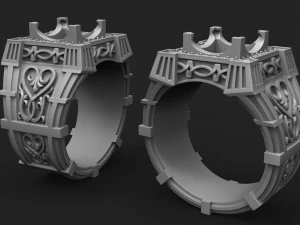 men ring with stones and patterns for 3d printing 3D Print Model