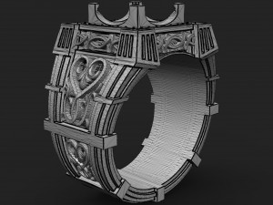 men ring with stones and patterns for 3d printing Modelo de impresión 3D