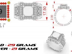 men ring with stones and patterns for 3d printing 3D Print Model