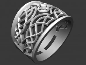 ring with ornament and stone for 3d printing 3D Print Model