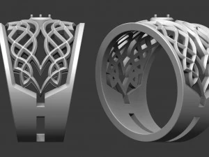 ring with ornament and stone for 3d printing 3D Print Model