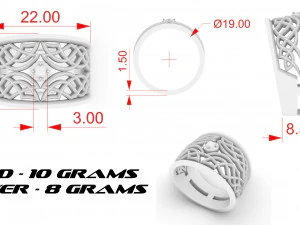 ring with ornament and stone for 3d printing 3D Print Model