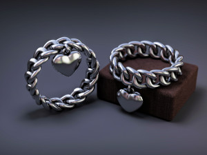 ring in the form of a chain with a heart 3D 프린트 모델