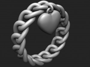 ring in the form of a chain with a heart 3D प्रिंट मॉडल
