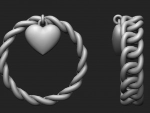 ring in the form of a chain with a heart 3D प्रिंट मॉडल