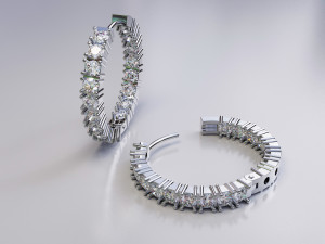 round earrings with stones 3d model 3Dプリントモデル