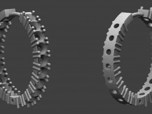 round earrings with stones 3d model 3D Print Model