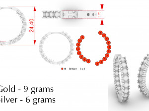 round earrings with stones 3d model 3D Принт Модель