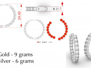 round earrings with stones 3d model 3D Print Model