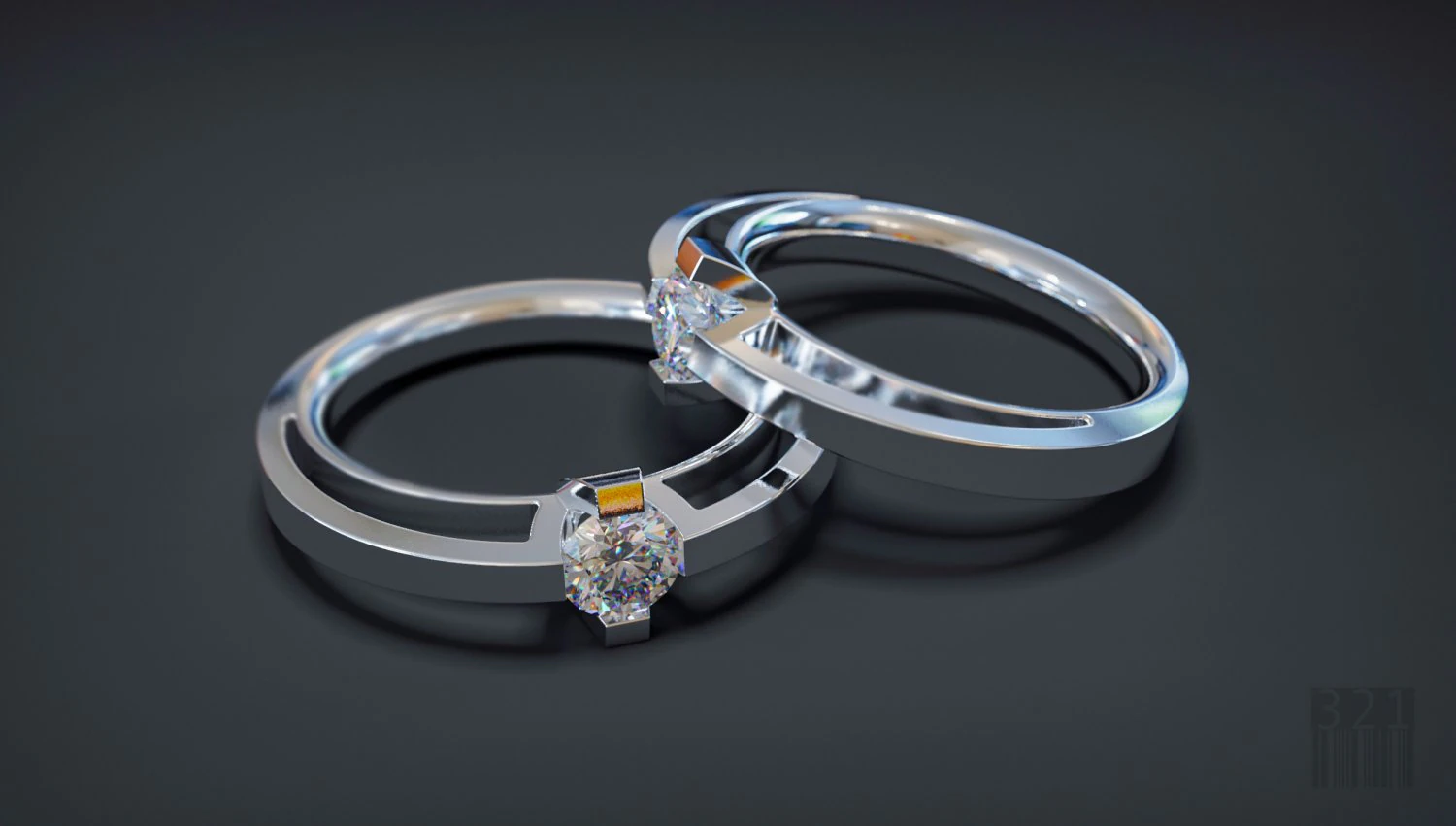 a ring with a diamond 3D Print Model .c4d .max .obj .3ds .fbx .stl .blend 
