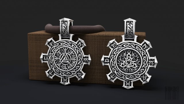 pendant with runes and symbols for printing and cnc 3D 打印模型 .c4d .max .obj .3ds .fbx .stl .blend 