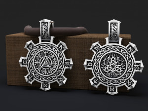 pendant with runes and symbols for printing and cnc Modèles 3D en vedette