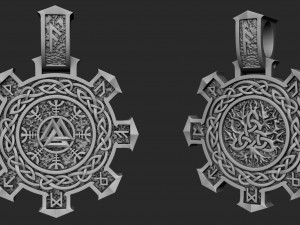 pendant with runes and symbols for printing and cnc 3D 打印模型