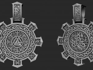 pendant with runes and symbols for printing and cnc 3D Print Model