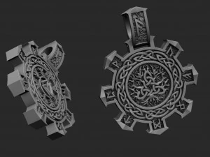 pendant with runes and symbols for printing and cnc 3D Print Model