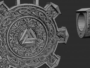 pendant with runes and symbols for printing and cnc 3D 打印模型