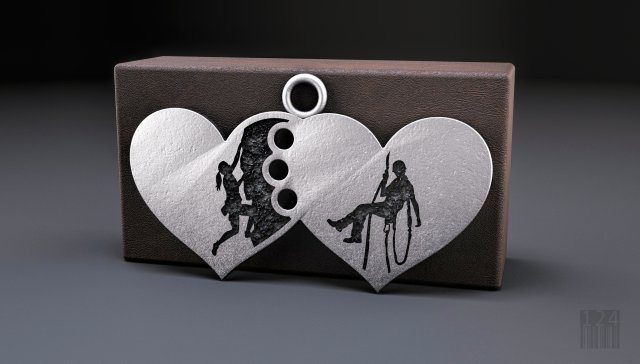 pendant heart with climbers Model do druku 3D .c4d .max .obj .3ds .fbx .stl .blend 