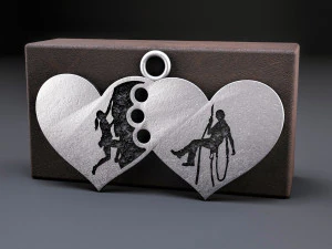 Anh&auml;nger Herz mit Kletterern 3D Druckmodell