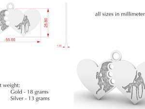 pendant heart with climbers Model do druku 3D