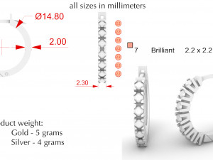 earrings with diamonds 3D 打印模型