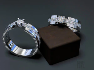 여성 다이아몬드 반지 3D 프린트 모델