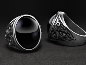 mens ring with stone 3d print model 3D प्रिंट मॉडल