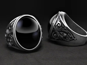 mens ring with stone 3d print model 3D Print Model