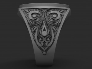 mens ring with stone 3d print model Model Cetak 3D