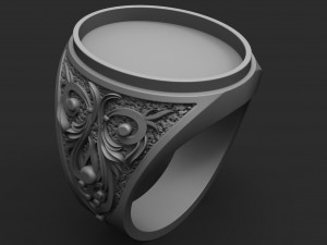 mens ring with stone 3d print model Model Cetak 3D