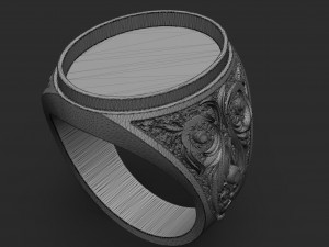 mens ring with stone 3d print model Model Cetak 3D