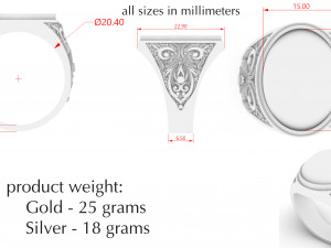 mens ring with stone 3d print model Model Cetak 3D