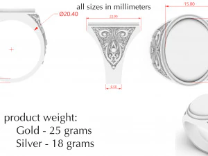 mens ring with stone 3d print model 3D Print Model