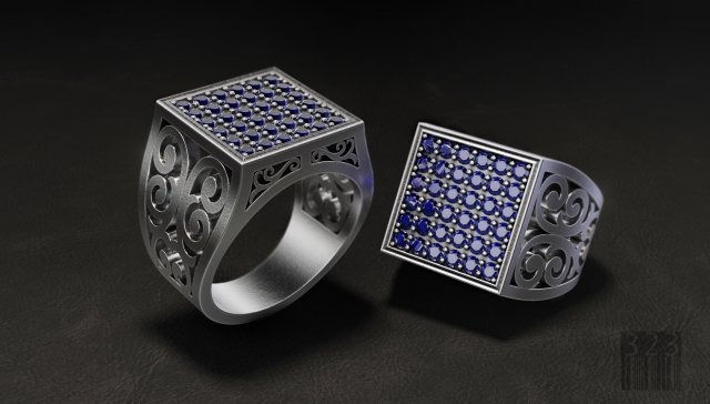 mens ring with diamonds Modèles 3D en vedette .c4d .max .obj .3ds .fbx .stl .blend 