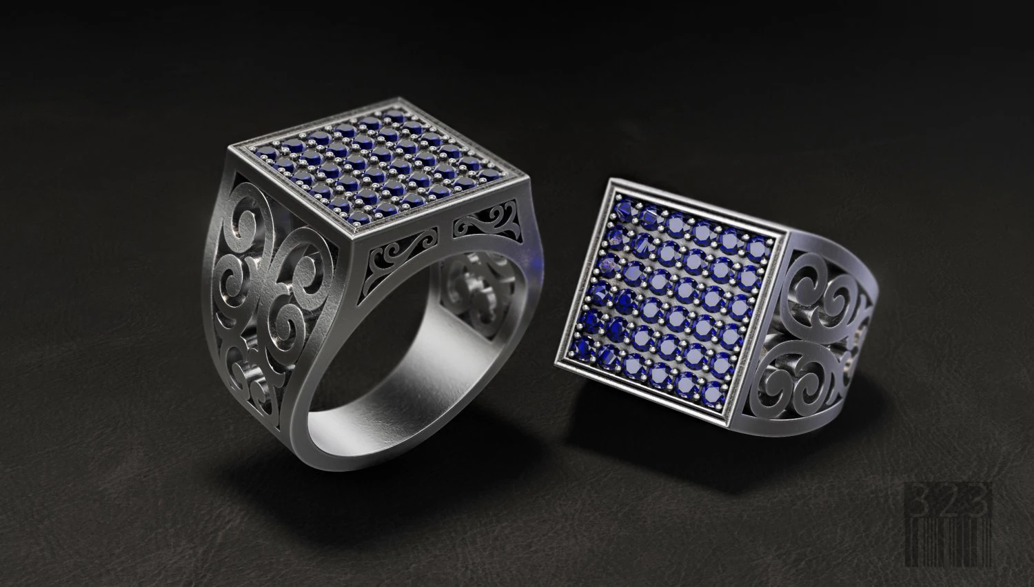 mens ring with diamonds 3D Print Model .c4d .max .obj .3ds .fbx .stl .blend