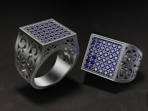 mens ring with diamonds 3D Print Model