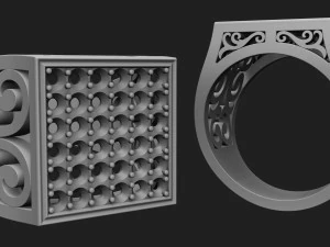 mens ring with diamonds 3D Print Model