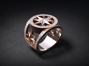 mens ring with stones and a star 3D Print Model