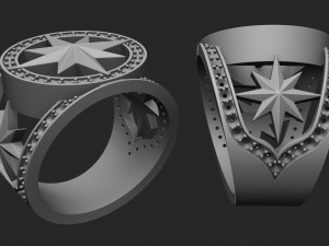 mens ring with stones and a star 3Dプリントモデル