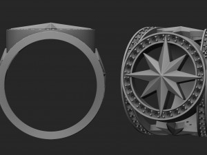 mens ring with stones and a star 3Dプリントモデル