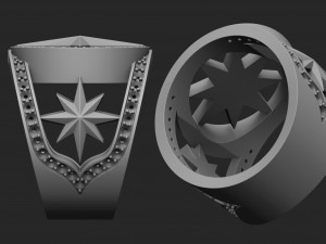 mens ring with stones and a star 3Dプリントモデル