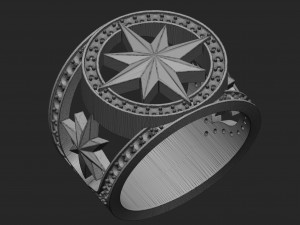 mens ring with stones and a star 3Dプリントモデル
