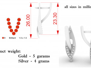 earrings with diamonds 3D प्रिंट मॉडल