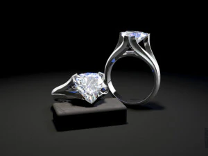 带石头的戒指 3D 打印模型