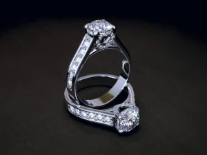 Damenring mit Diamanten 3D Druckmodell