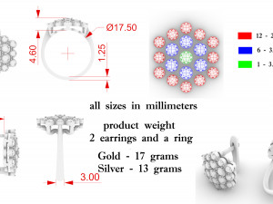 set of ring and earrings 3D-Druckmodell