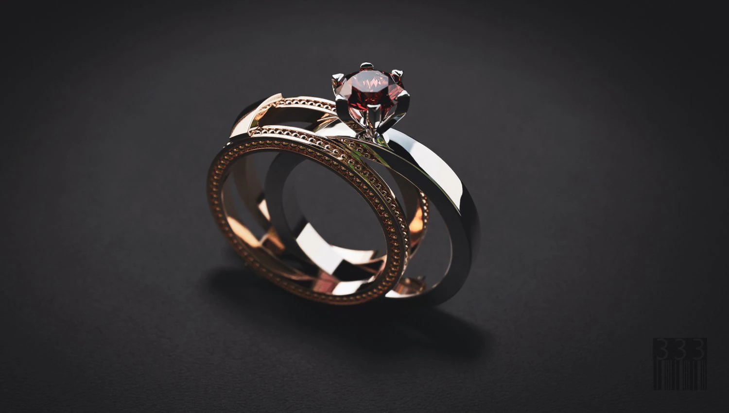jewellery collapsible ring with stone 3D Print Model .c4d .max .obj .3ds .fbx .stl .blend