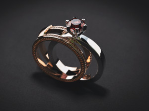 jewellery collapsible ring with stone 3D Print Model