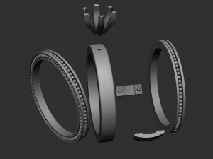 jewellery collapsible ring with stone 3D Print Model