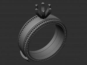 jewellery collapsible ring with stone 3D Print Model
