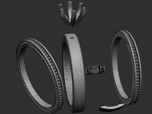 jewellery collapsible ring with stone 3D Print Model